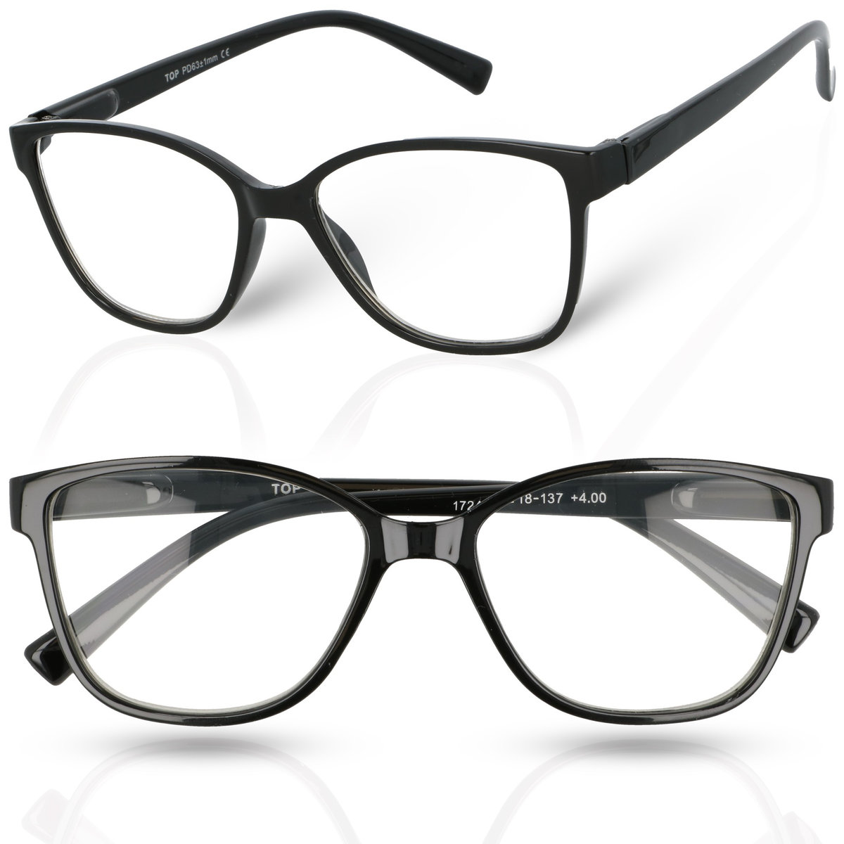 Okulary do czytania korekcyjne VISIONPLUS BLACK +2,50