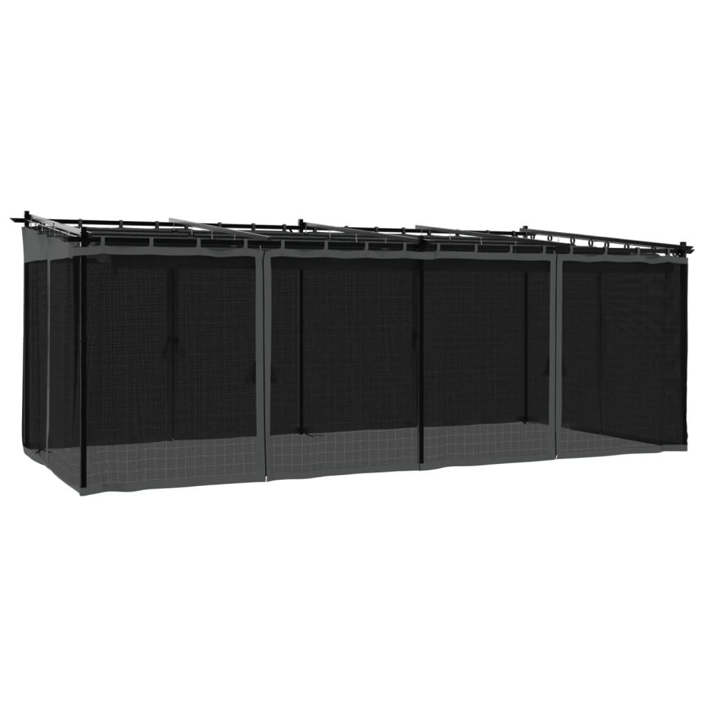 Altanka ze ścianami z siatki, antracytowa, 6x3 m, stal