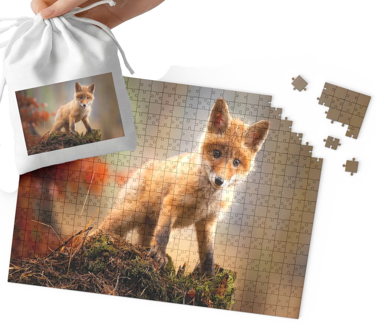 PUZZLE TRADYCYJNE- LISEK LIS ZWIERZĘTA WZORY Z BAJEK I GIER 110EL +WORECZEK