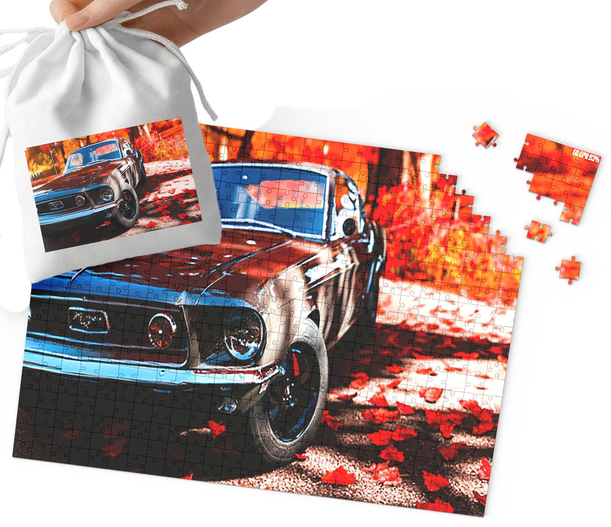 PUZZLE TRADYCYJNE - SUPER SAMOCHODY Mustang MEGA WZORY 120el + WORECZEK