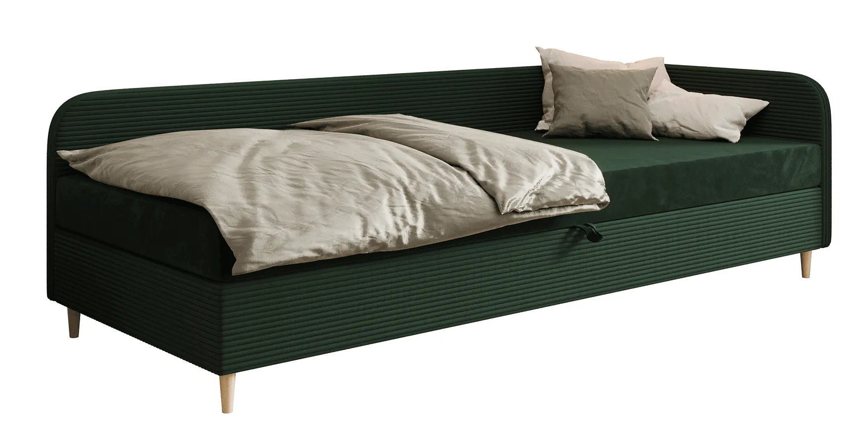 Zielone tapicerowane łóżko z materacem 80x200 R2-H58