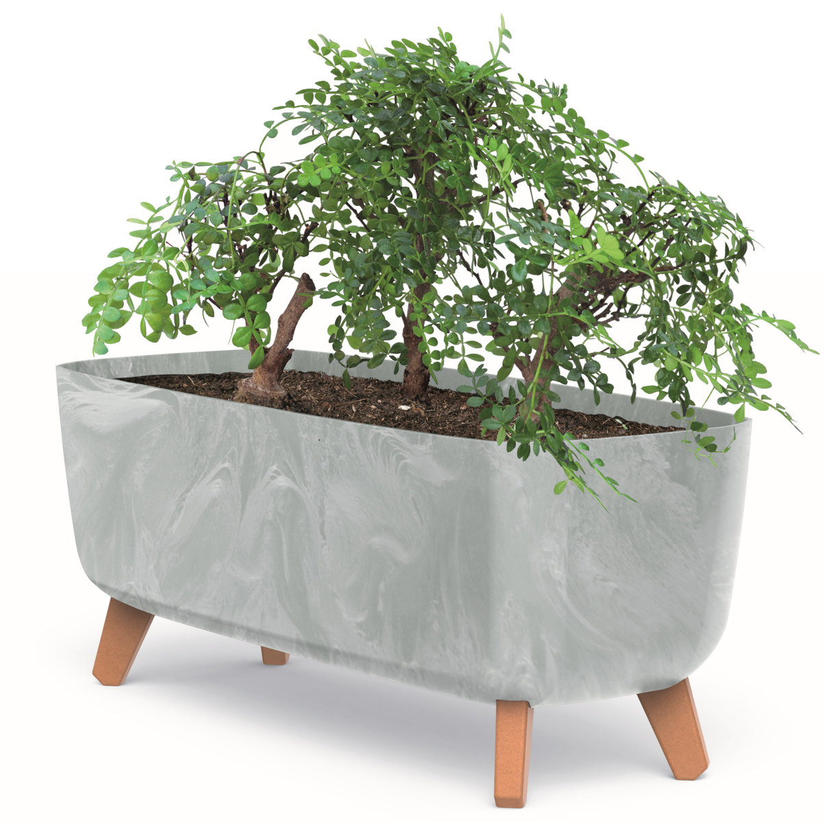 Doniczka skrzynka nóżki wkład 58 cm szary beton