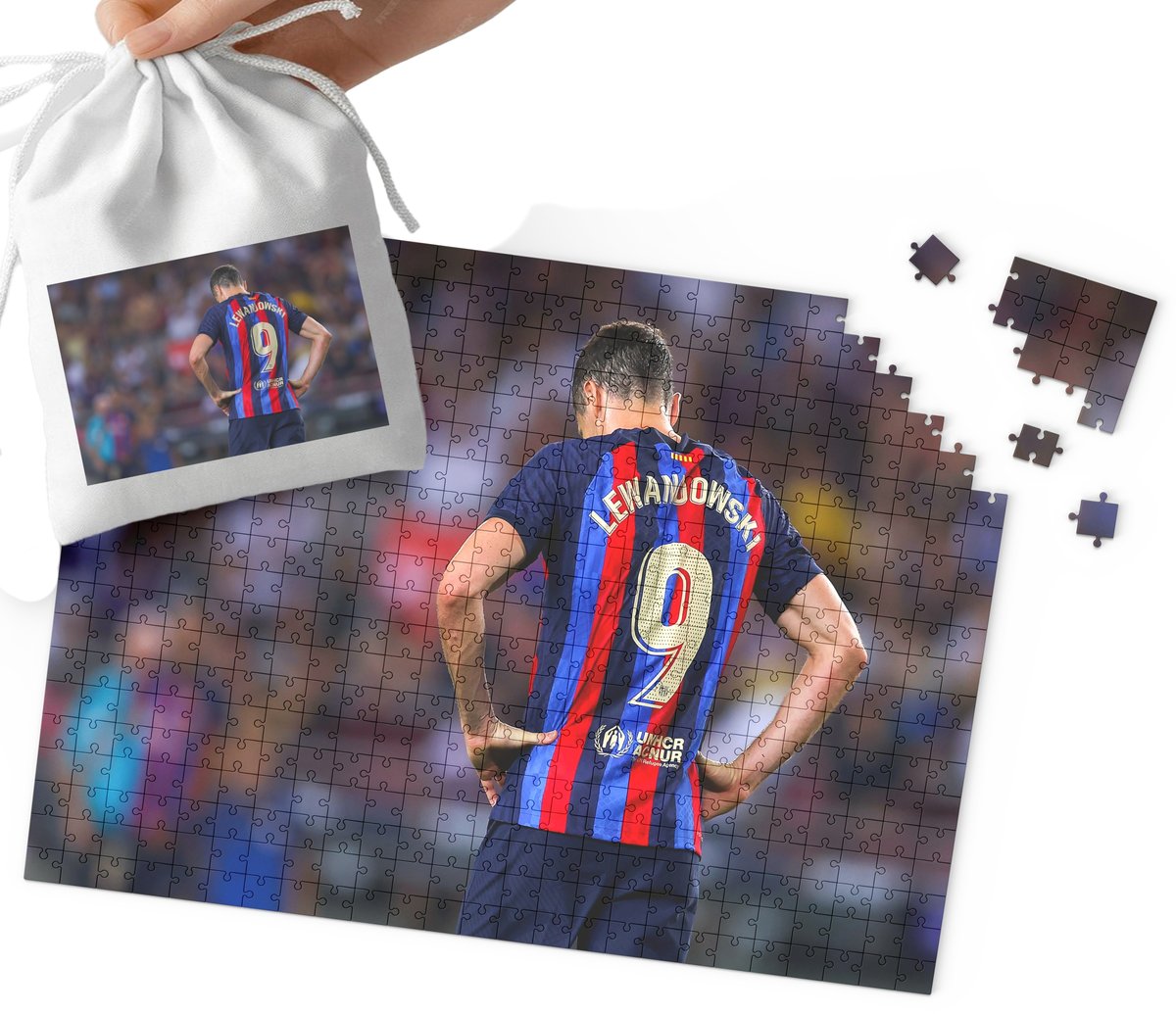 PUZZLE - Robert Lewandowski WZORY DLA MAŁEGO PIŁKARZA 120el + WORECZEK