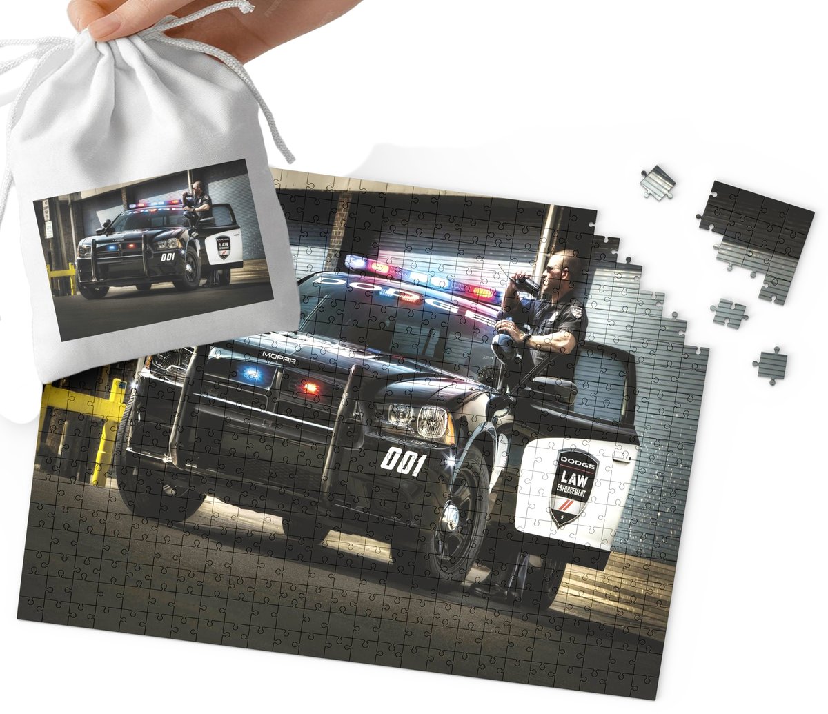 PUZZLE -POLICJA RADIOWÓZ POLICJANT WZORY DLA CHŁOPCA 192el + WORECZEK