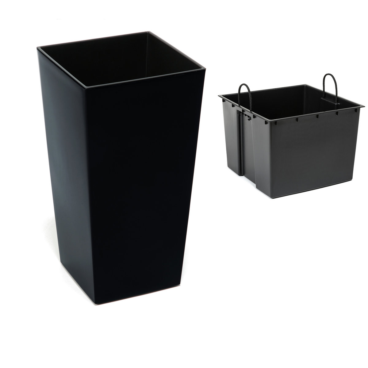 Doniczka Czarny połysk wysoka donica z wkładem 35x68 cm na taras balkon