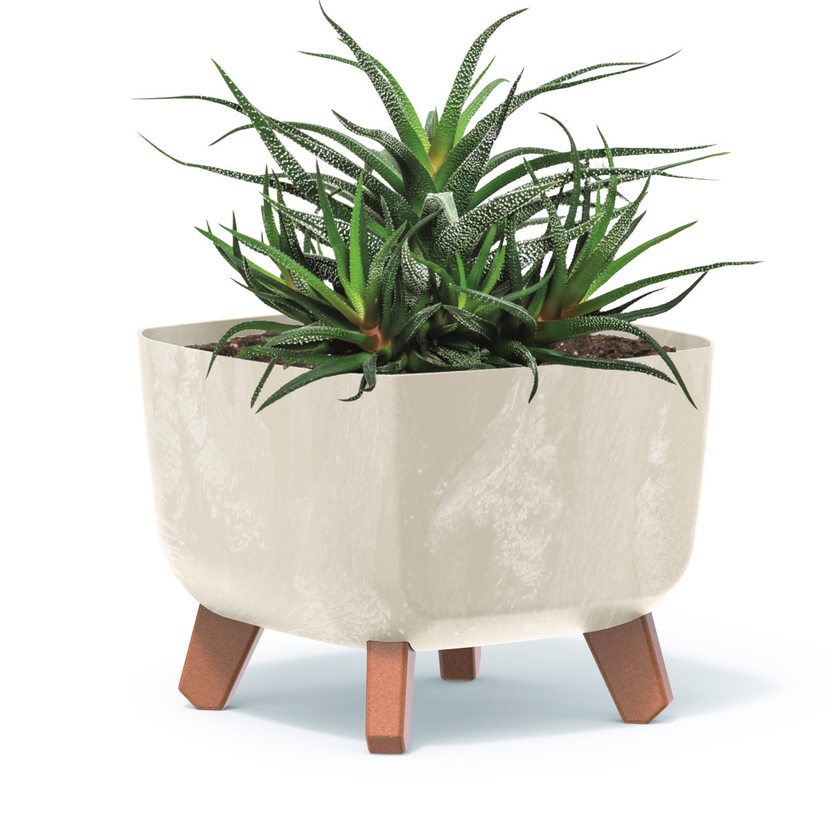 Donica kwadratowa krem 24cm nóżki wkład beton