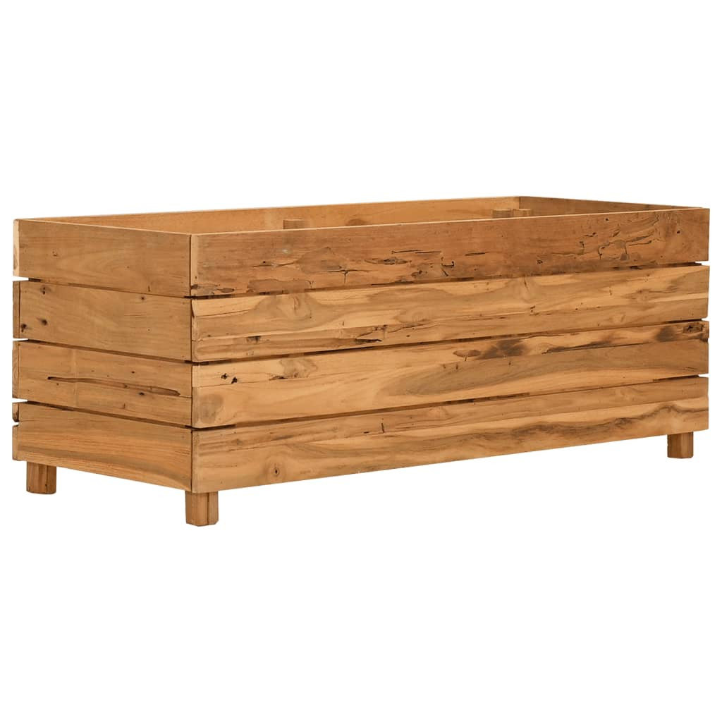 Podwyższona donica 100x40x38 cm, drewno tekowe z odzysku i stal