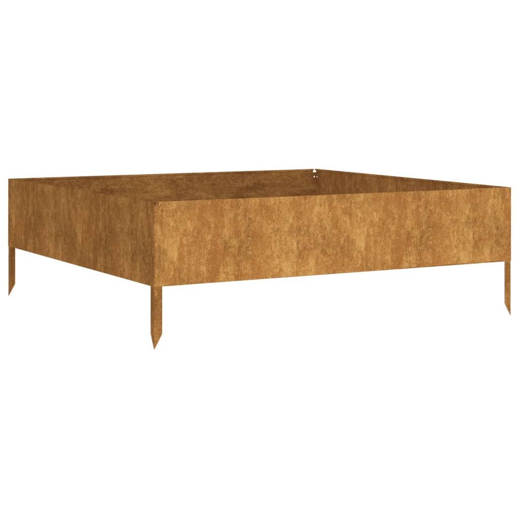 Podwyższona donica, 100x100x33,5 cm, stal kortenowska