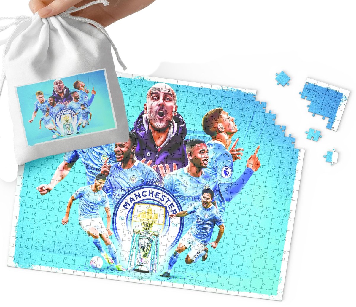 PUZZLE - MANCHESTER CITY WZORY DLA MAŁEGO PIŁKARZA 120el + WORECZEK