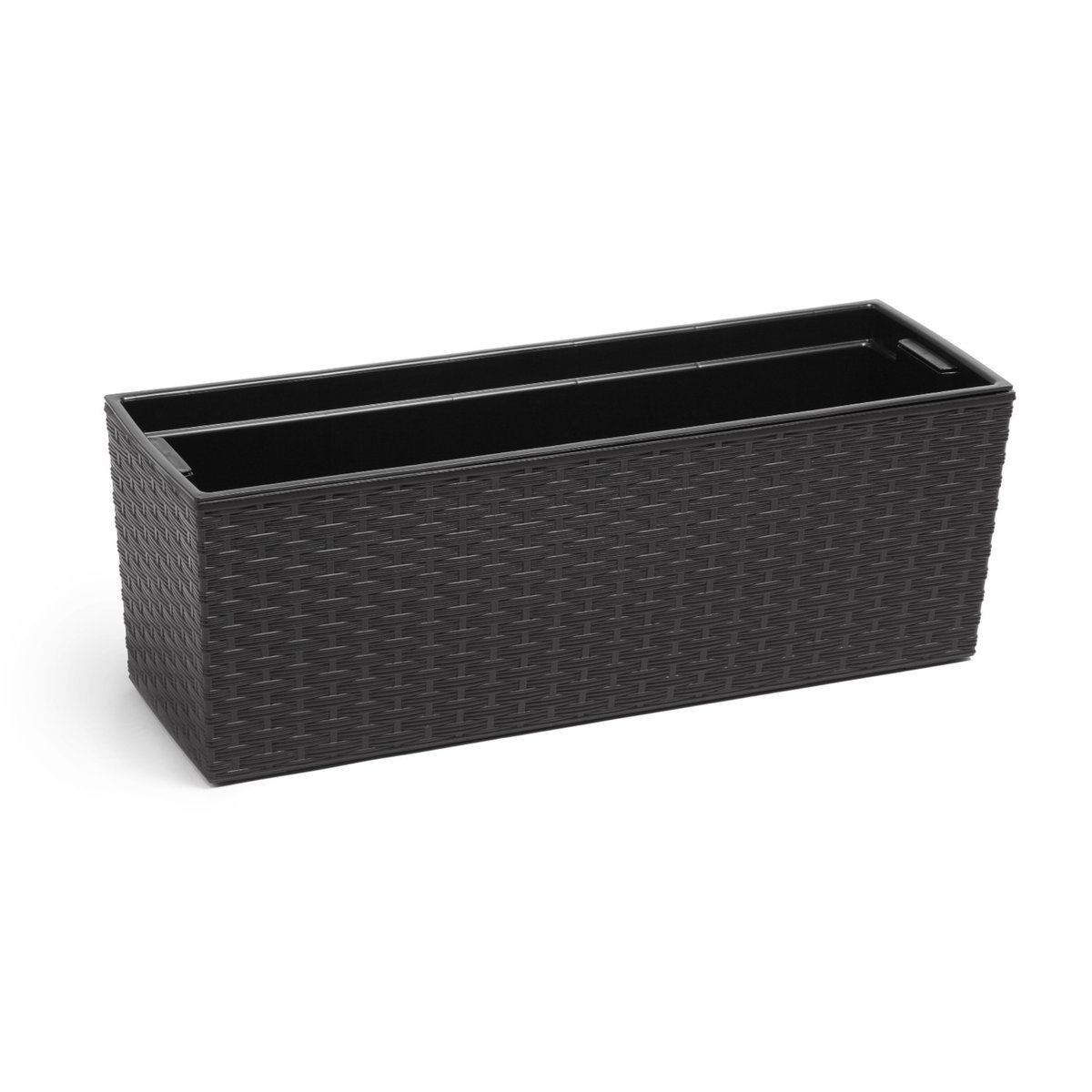 Skrzynka balkonowa na kwiaty rattan czarny doniczka Kwietnik 19x56 cm