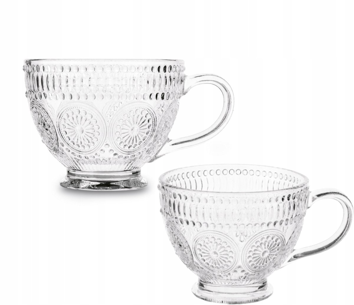 KUBEK FILIŻANKA szklanka 2szt 400 ml wzorzysta na herbatę kawę latte desery