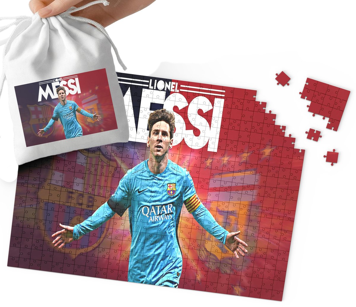 PUZZLE - Lionel Messi WZORY DLA MAŁEGO PIŁKARZA 110EL + WORECZEK