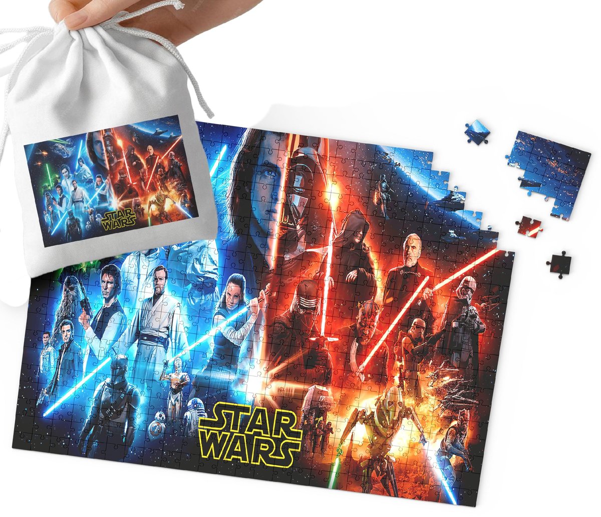PUZZLE - STAR WARS GWIEZDNE WOJNY WZORY Z BAJEK I GIER 192el + WORECZEK