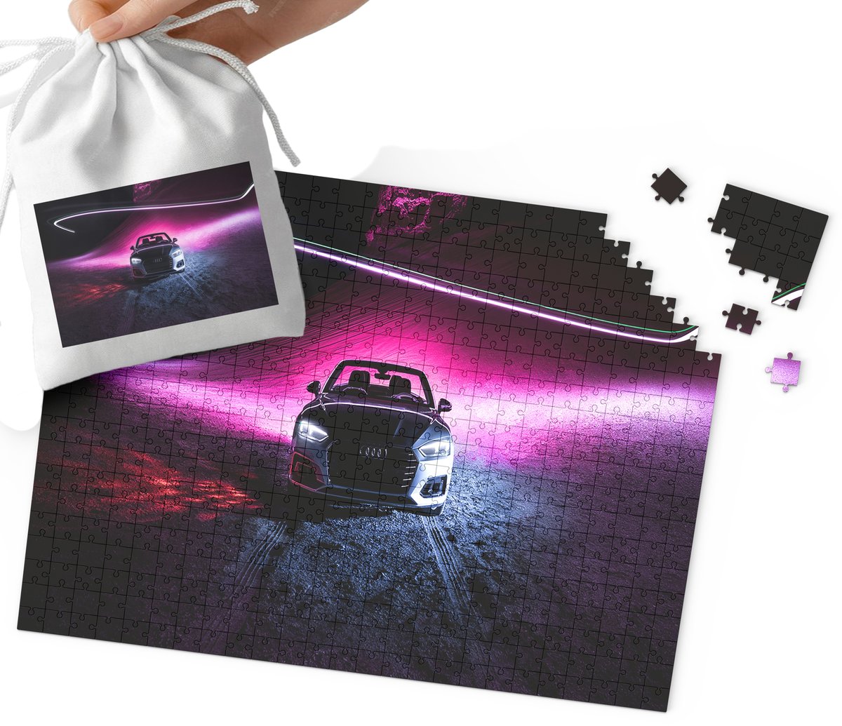 PUZZLE TRADYCYJNE - SUPER SAMOCHODY AUDI MEGA WZORY 192el + WORECZEK