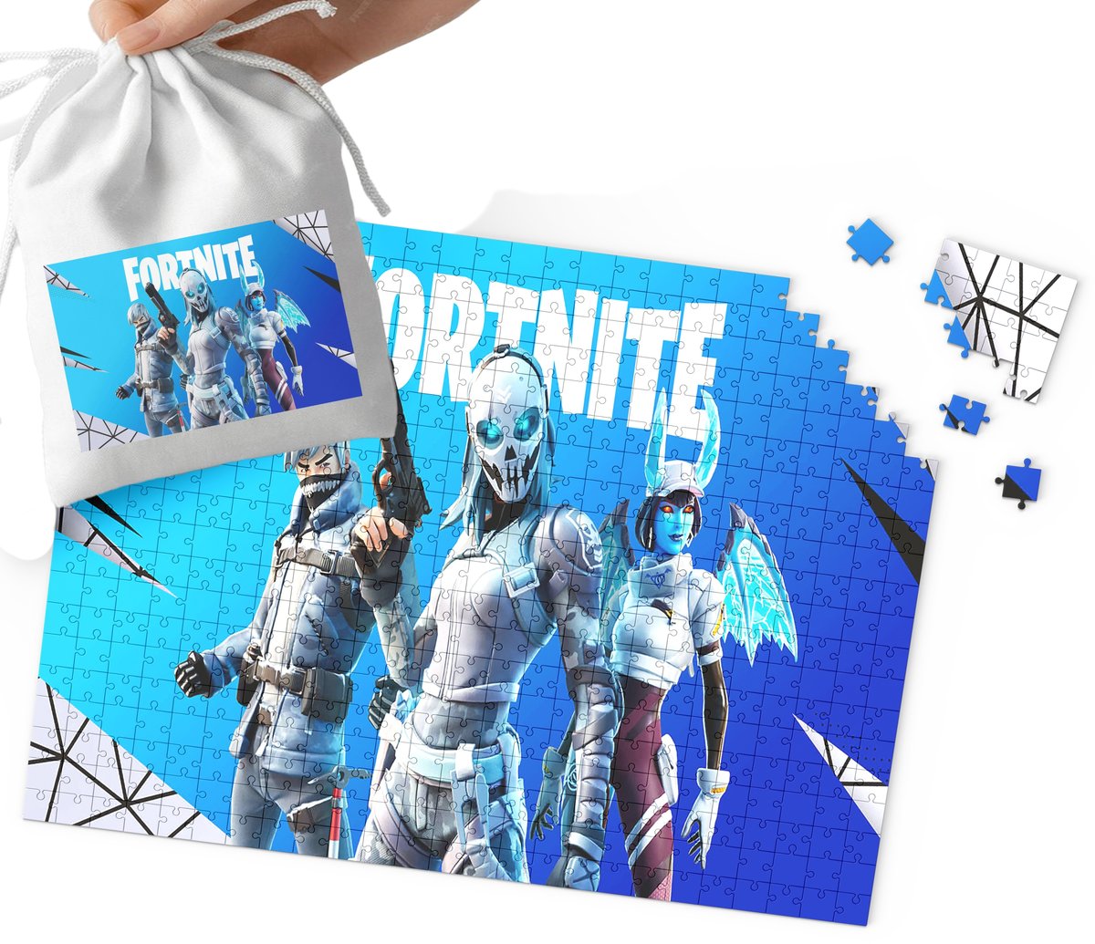 PUZZLE - FORTNITE WZORY Z BAJEK I GIER PREZENT DLA DZIECI 120el + WORECZEK