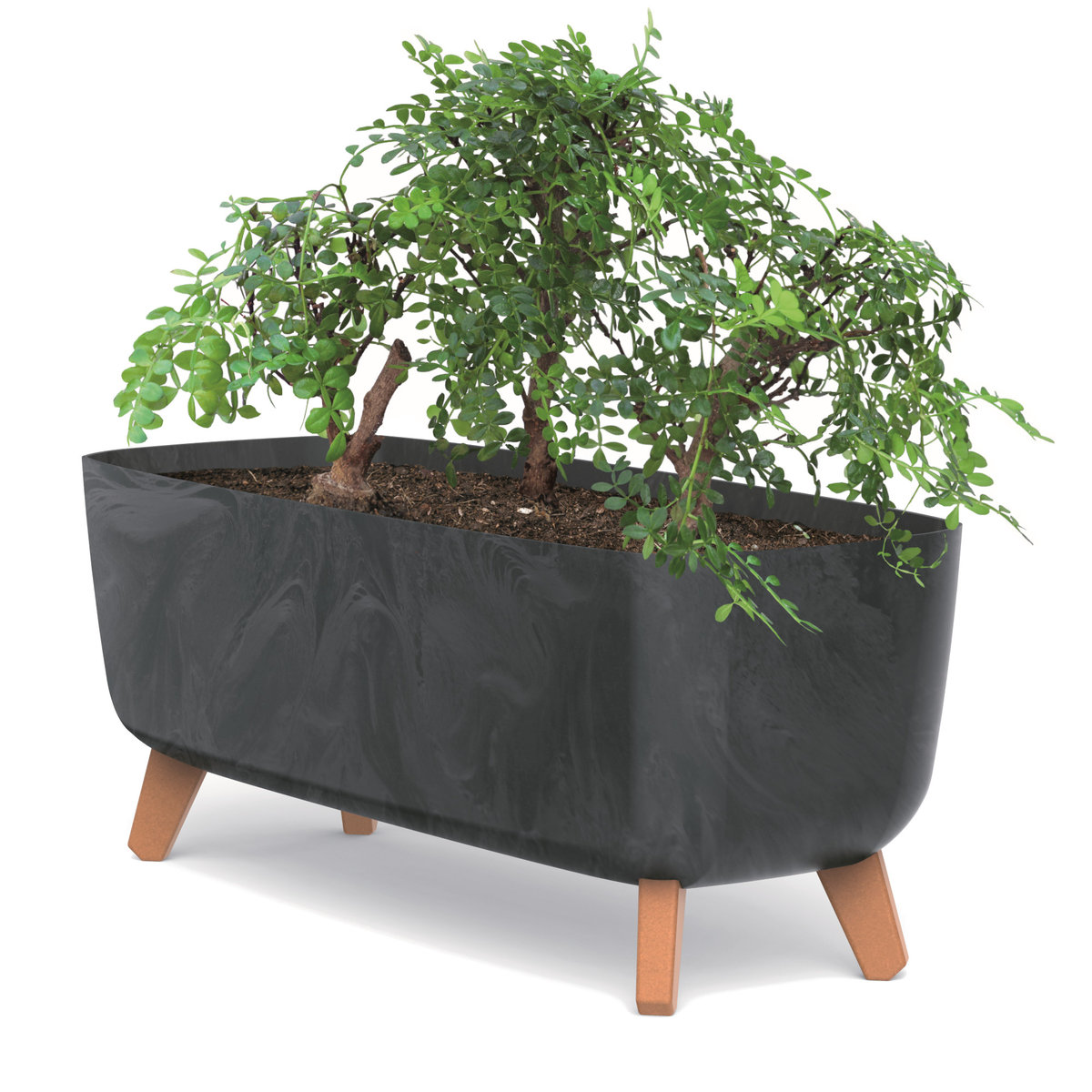 Doniczka skrzynka nóżki wkład 58 cm antracyt beton