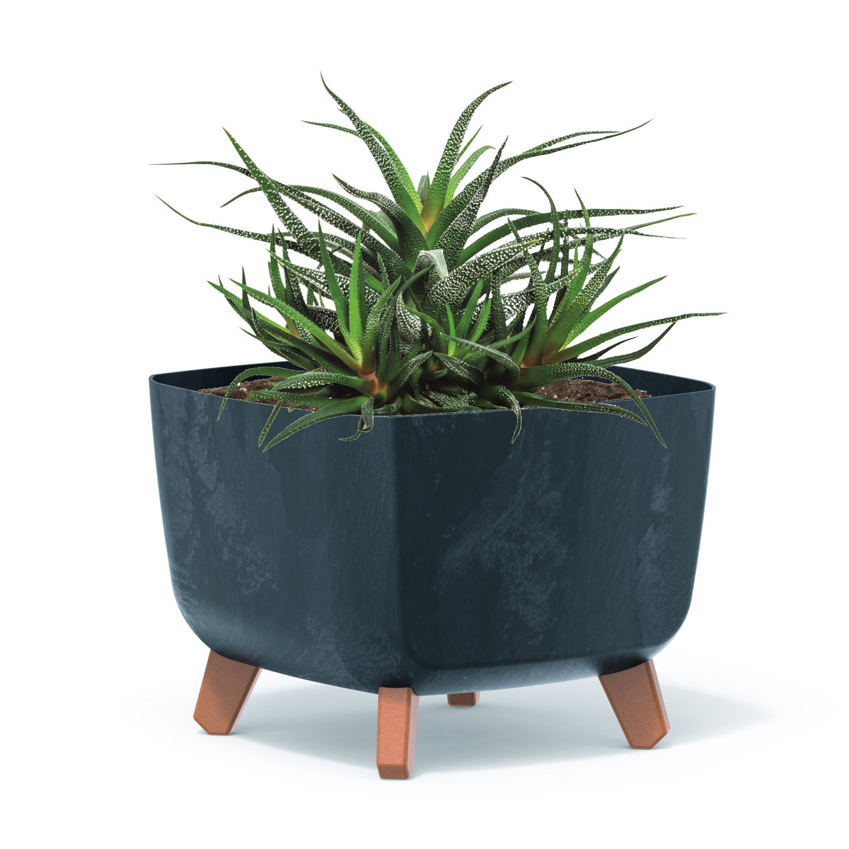 Donica kwadratowa antracyt 24cm nóżki wkład beton