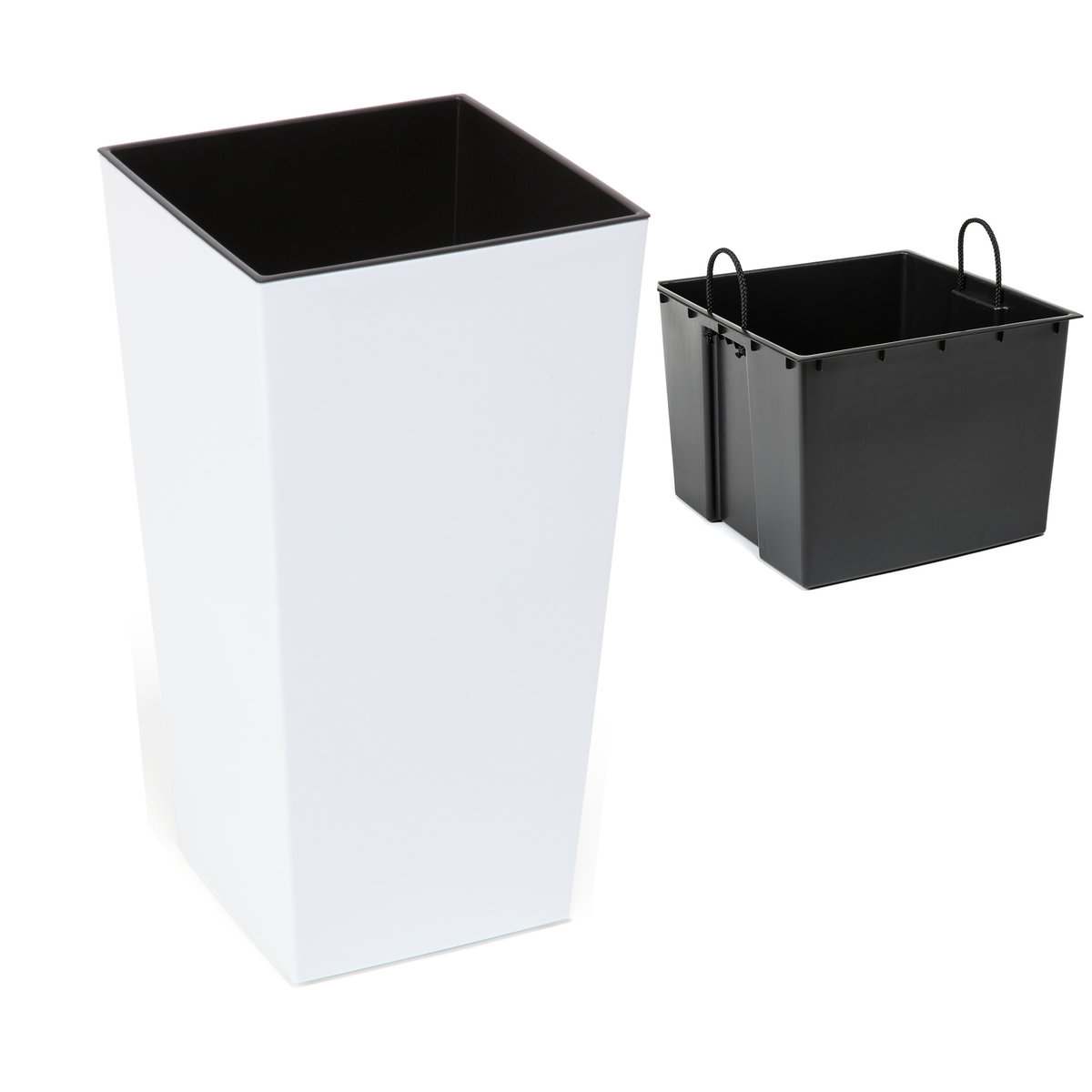 Doniczka Biały połysk wysoka donica z wkładem 19x36 cm na taras balkon