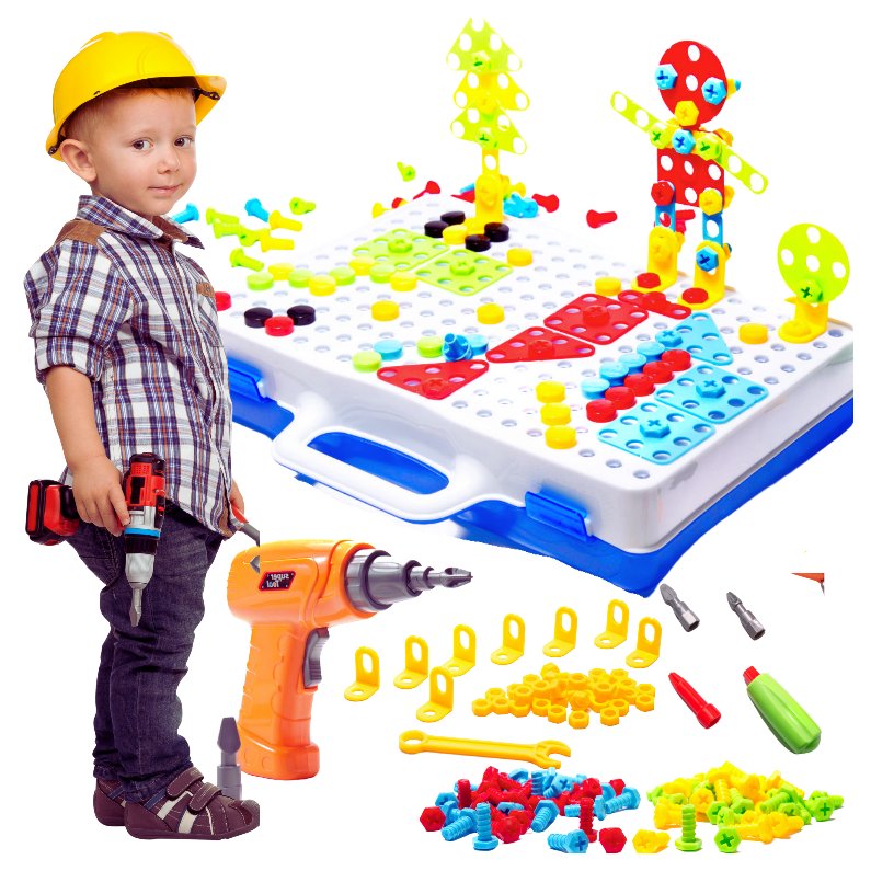 Klocki Konstrukcyjne Wkrętarka Śrubki Śrubokręt Wzalizka Duży Zestaw 237 El