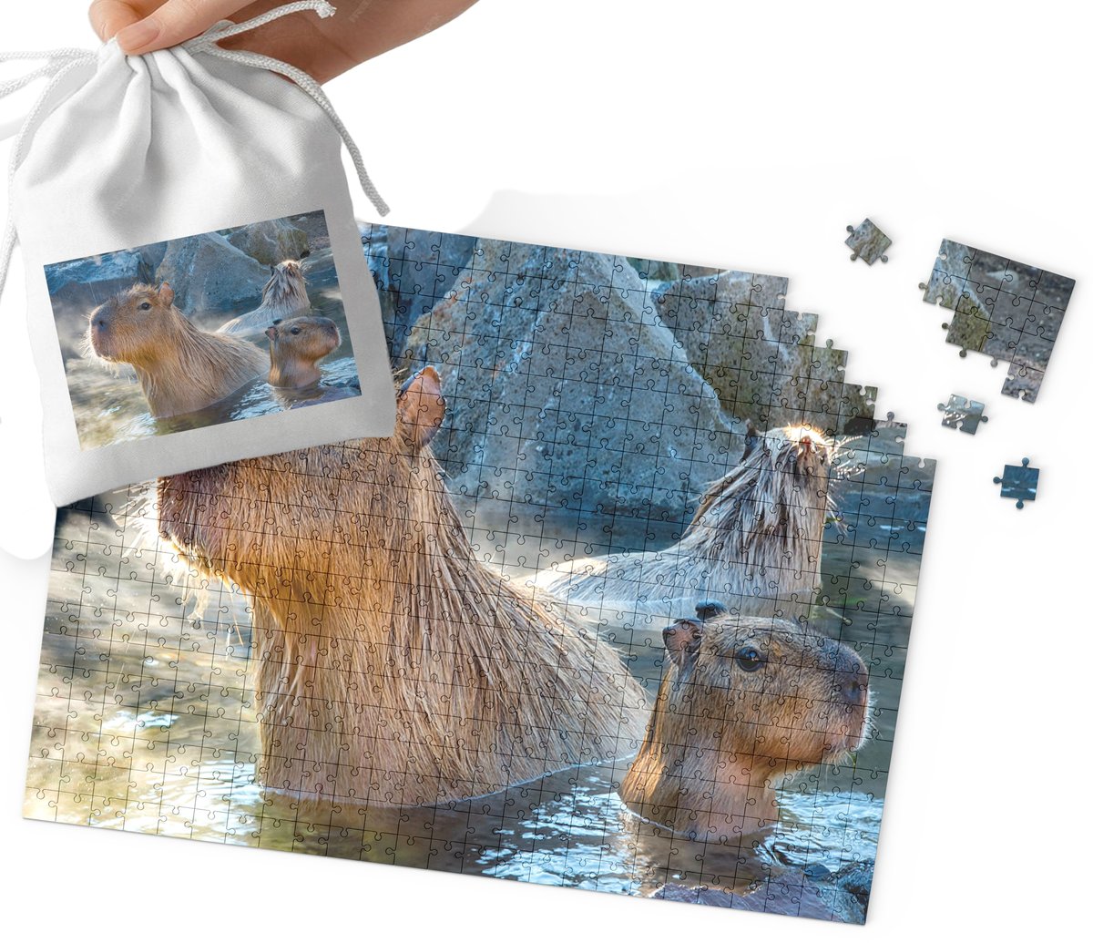 PUZZLE TRADYCYJNE - KAPIBARA WIELKA SUPER WZORY PREZENT 110EL + WORECZEK