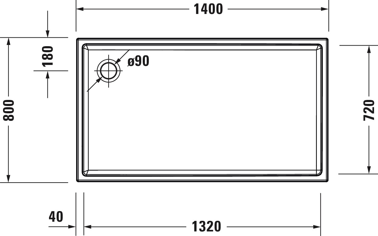 Duravit Starck Slimline Brodzik prostokątny 140x80 cm biały Alpin z powłoką Antislip 720236000000001 Napisz do nas i zyskaj dodatkowy rabat