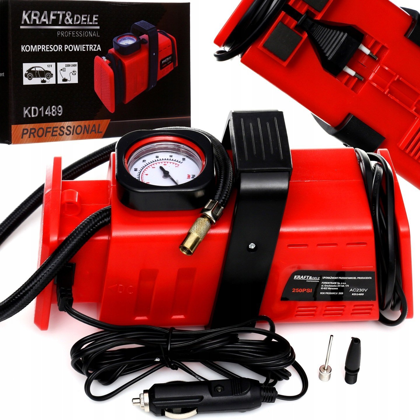 Kompresor samochodowy Kraft&Dele KOMPRESOR SAMOCHODOWY SPRĘŻARKA POMPKA 230/12V 7ba
