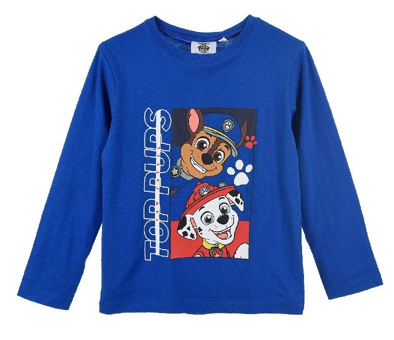 Bluzka dla chłopców, niebieska, długi rękaw, Paw Patrol, Chase, Marshall, bawełna, rozmiar 110 cm
