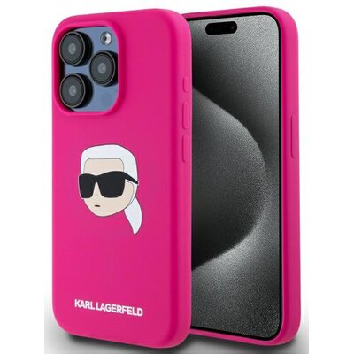 Etui KARL LAGERFELD Silicone Karl Head Print MagSafe do Apple iPhone 15 Pro Max Fuksja