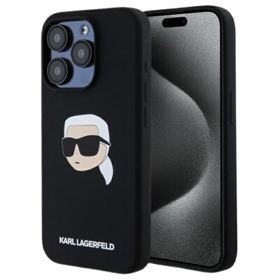 Etui KARL LAGERFELD Silicone Karl Head Print MagSafe do Apple iPhone 15 Pro Max Czarny