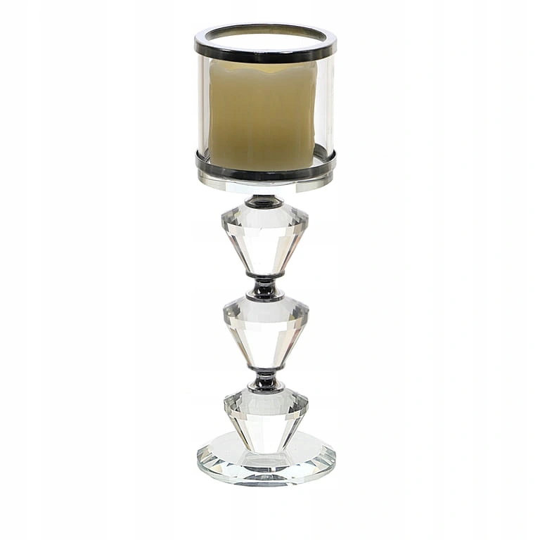 ŚWIECZNIK SZKLANY GLAMOUR DIAMOND 16,5 CM