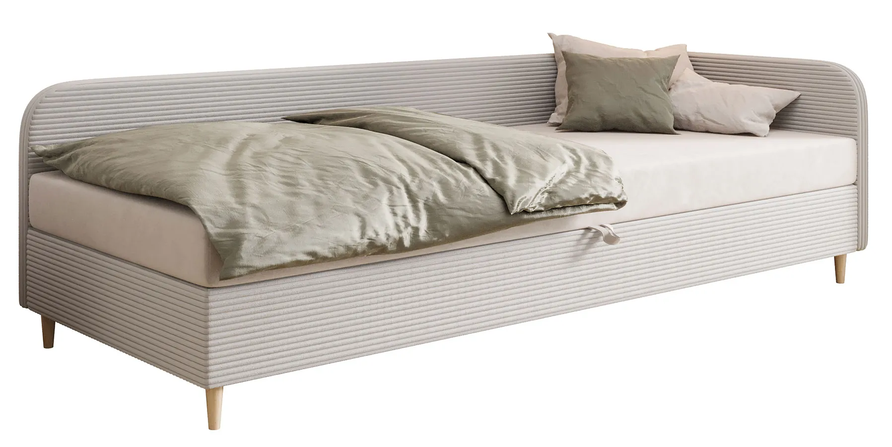 Szare sztruksowe łóżko z materacem 80x200 K1-P23