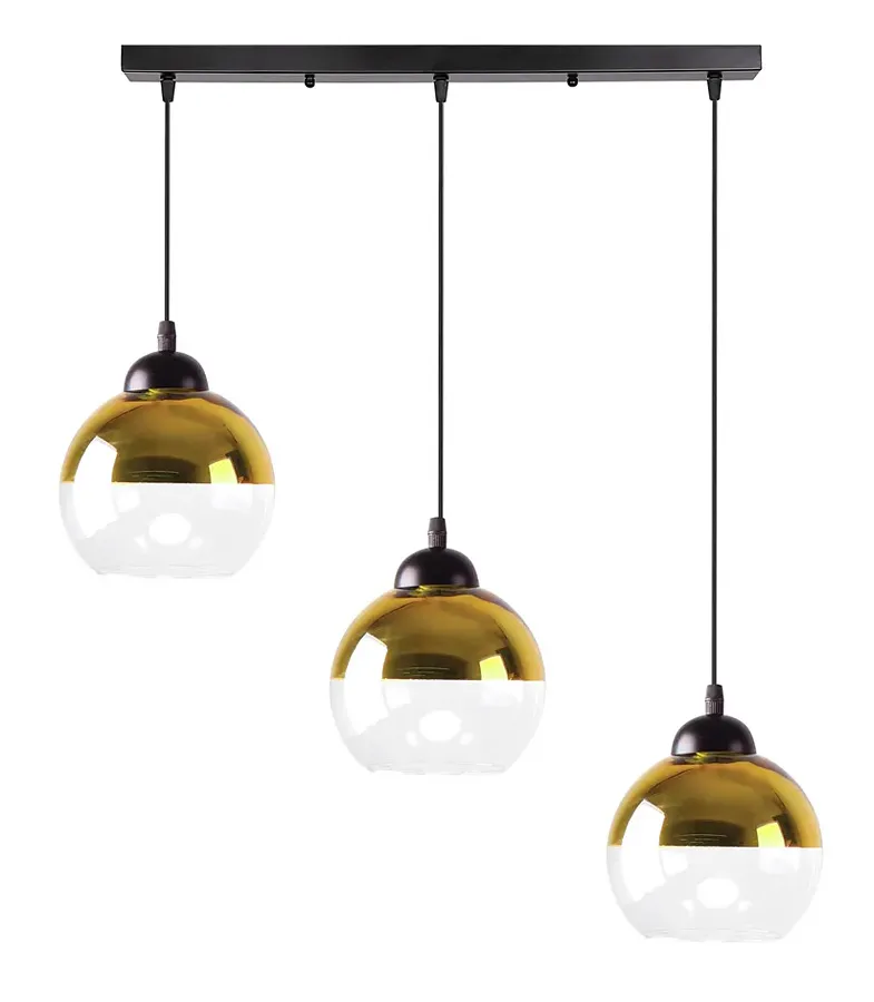 Nowoczesna potrójna lampa wisząca ze złotymi kloszami - D238 M5-F31