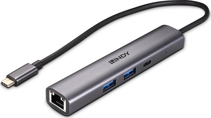 HUB USB Lindy Lindy 43385 huby i koncentratory USB Type-C 10000 Mbit/s Szary