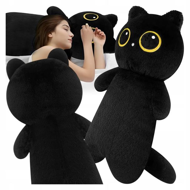 Maskotka Kotek Pluszak Kot Czarny Duże Oczy 50 Cm