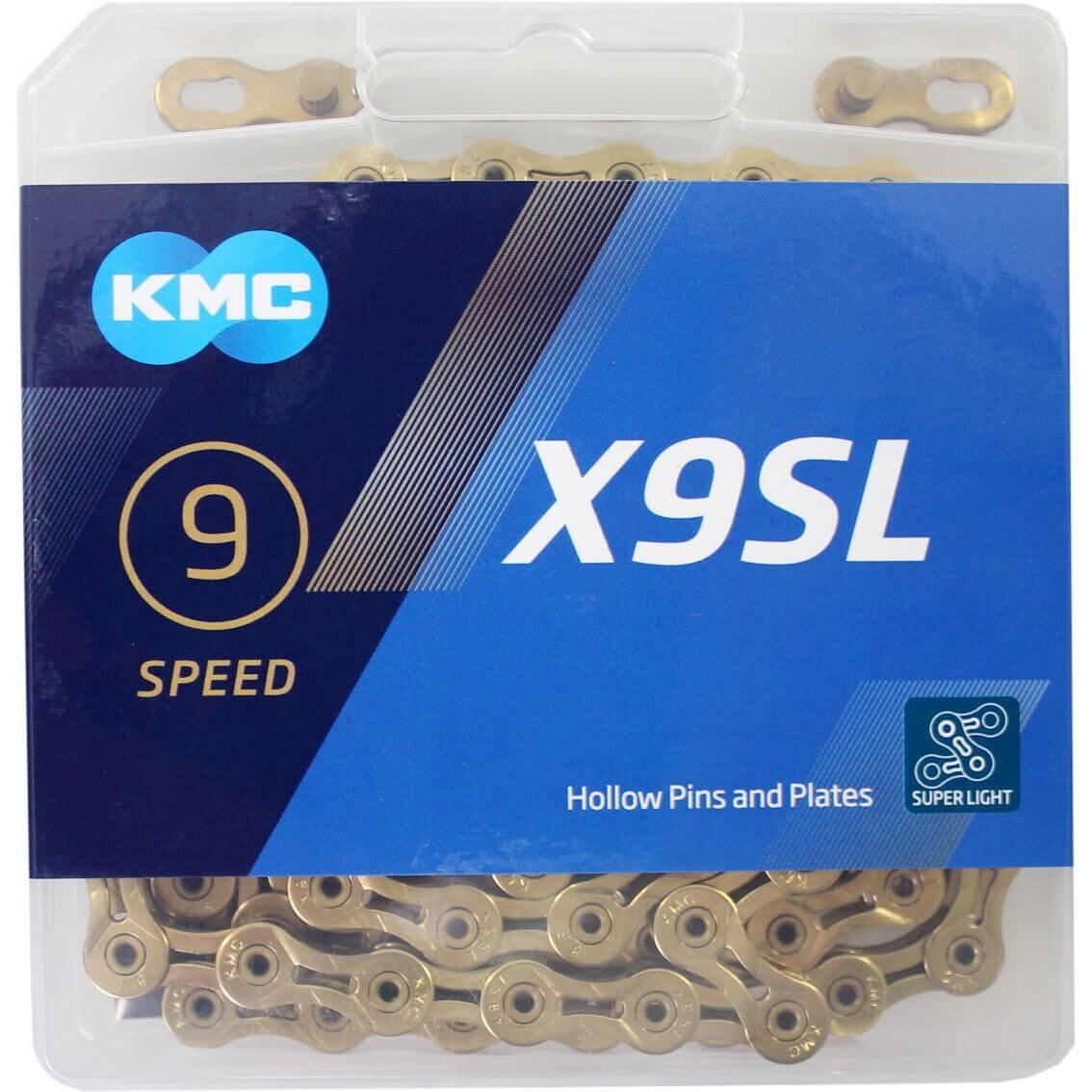 Łańcuch Rowerowy Kmc X9SL 9-rzędowy 114 og Złoty