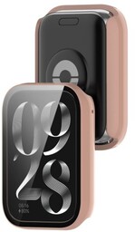 Bizon Etui ze szkłem do zegarka Case+Glass Watch do Xiaomi Mi Smart Band 9 Pro, różowe