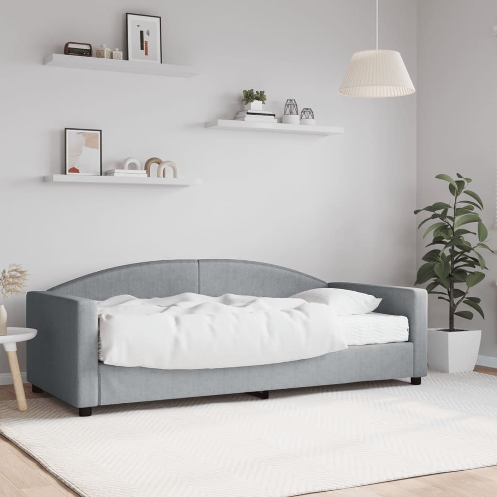 Sofa z materacem, jasnoszara, 90x190 cm, tkanina Lumarko!