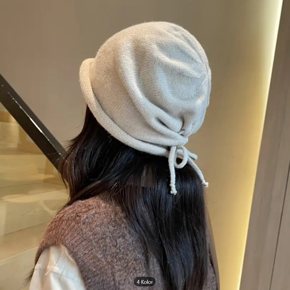 Czapka BEANIE smerfetka oversize damska MŁODZIEŻOWA ZIMOWA