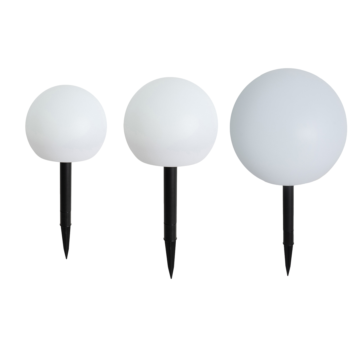 QAZQA Set van 3 buiten vloerlampen wit incl. LED solar IP44 - Ludger