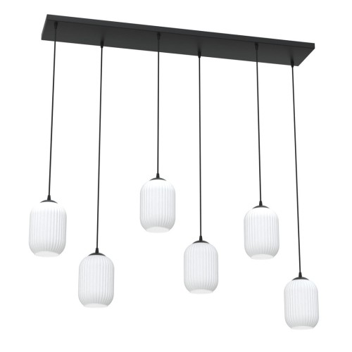 Verdi lampa wisząca 6xE27 czarna/opal 1435/6