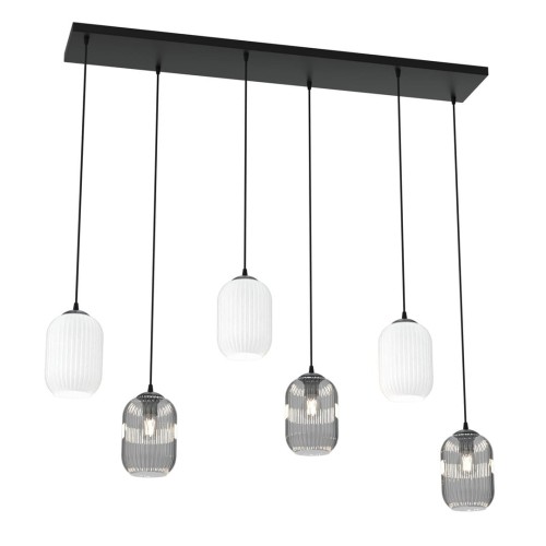 Verdi lampa wisząca 6xE27 czarna/mix 1436/6