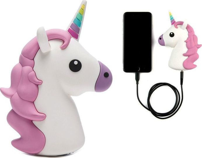Powerbank Cartoon Power Jednorożec 2600mAh Biało-różowy