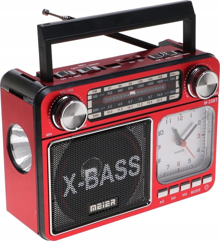 Radio Yermos Radio PRZENOŚNE Głośnik Bluetooth Latarka Zegar USB SD TF MP3 3759