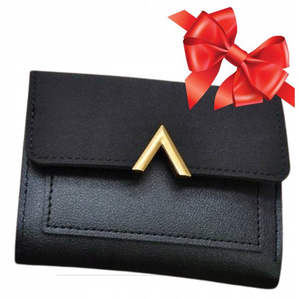 PORTFEL PORTMONETKA nie duży Damski CZARNY PREZENT NA ŚWIETA Mikołajki