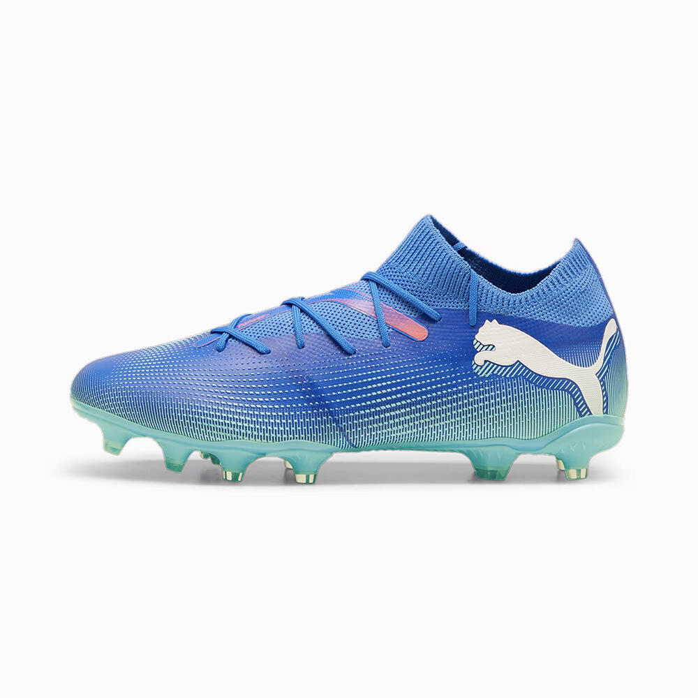 PUMA Unisex Future 7 Match Fg/Ag buty piłkarskie, Bluemazing PUMA biała elektryczna mięta pieprzowa, 45 EU