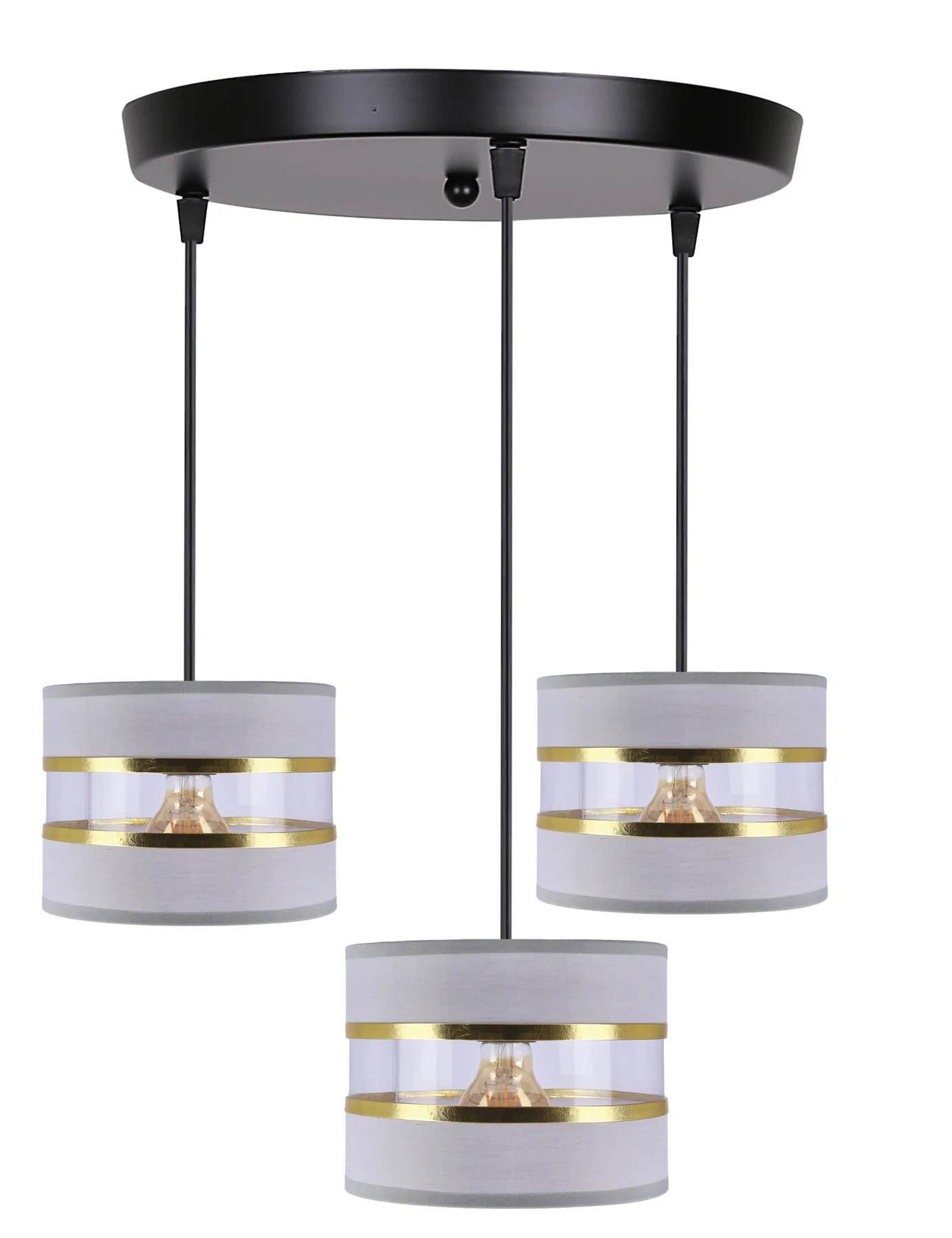 Szara nowoczesna potrójna lampa wisząca - D256 N1-E57