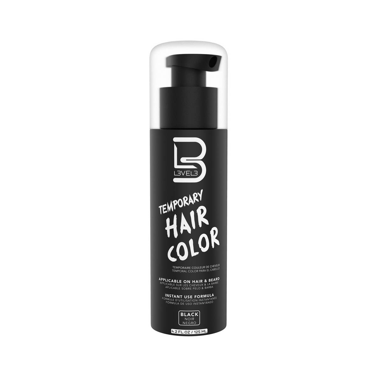 L3VEL3, temporary hair color, czarny żel barwiący do włosów i brody, odsiwiacz, 125ml