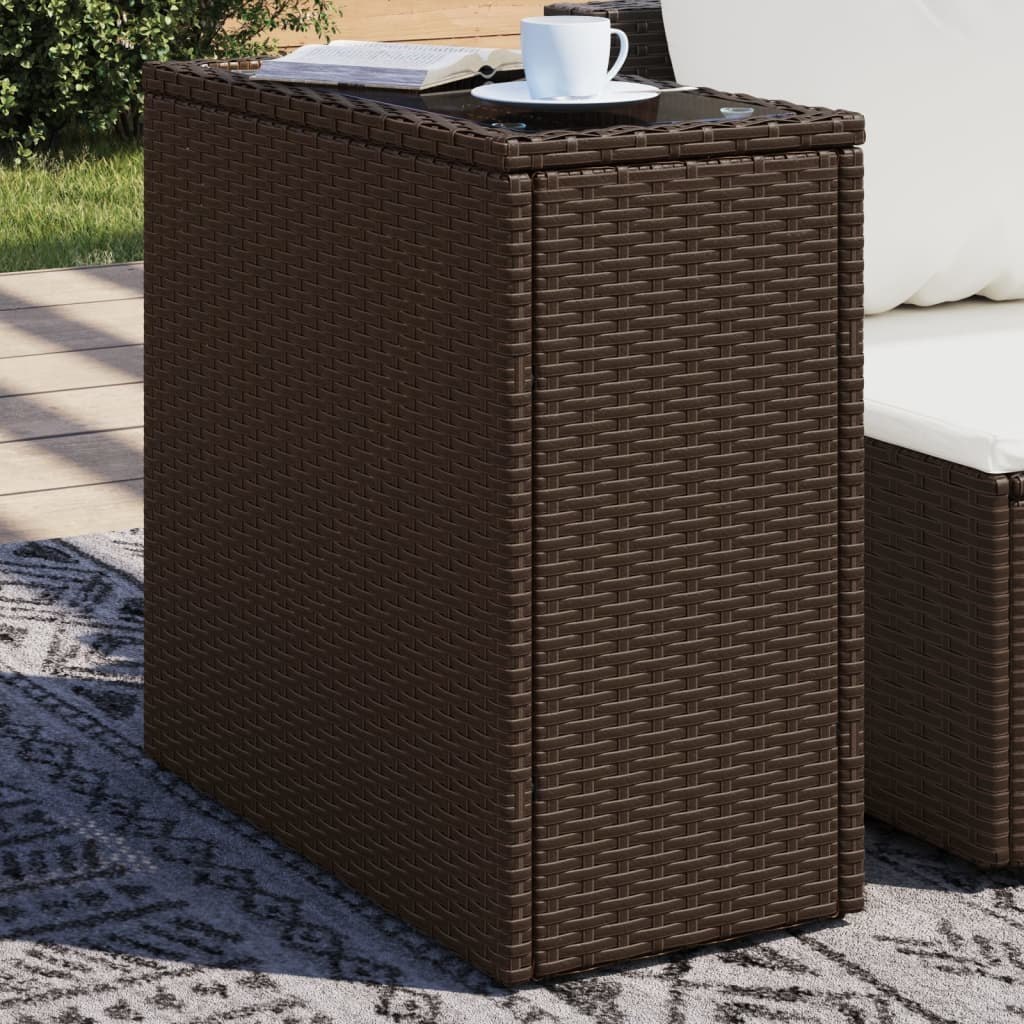 Stolik ogrodowy ze szklanym blatem, brązowy, 58x27,5x55 cm Lumarko!