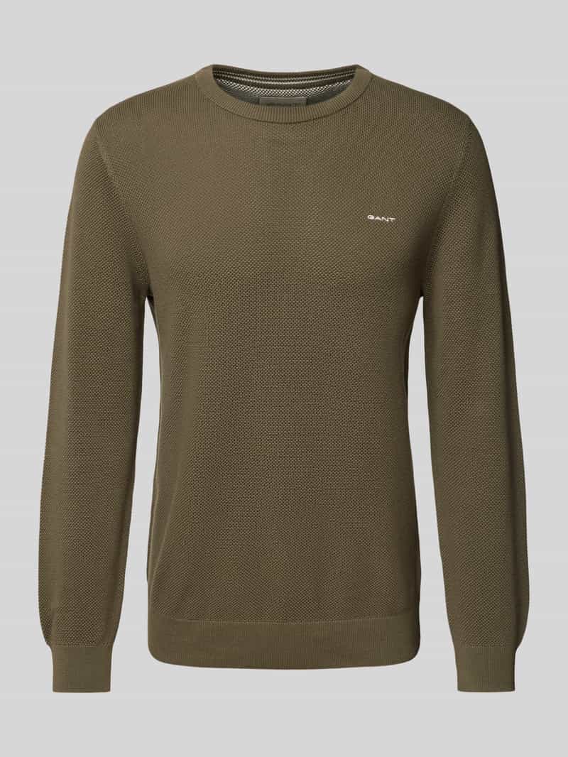 Sweter z dzianiny z wyhaftowanym logo model ‘PIQUE’