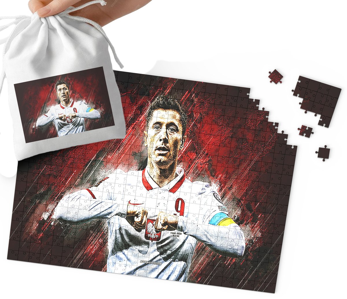 PUZZLE - Robert Lewandowski WZORY DLA MAŁEGO PIŁKARZA 24el + WORECZEK
